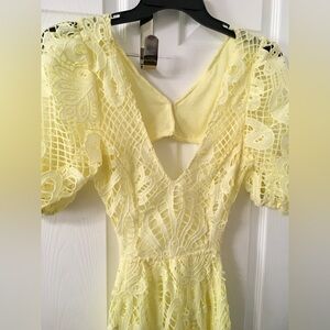 Farm Rio style Elegant Butter cream Yellow Lace Dress